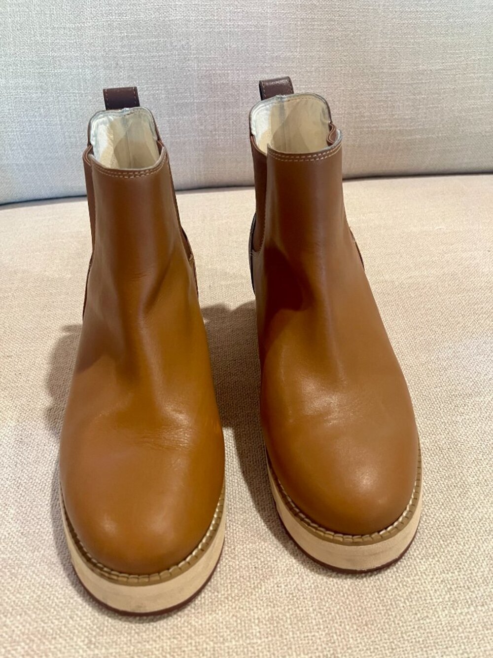 Cole Haan ZeroGrand City Wedge Chelsea Boot Tan Leather Ankle Bootie